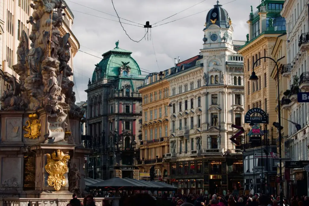 The Graben pedestrian street in Vienna Austria where English teachers in Vienna spend their free time
