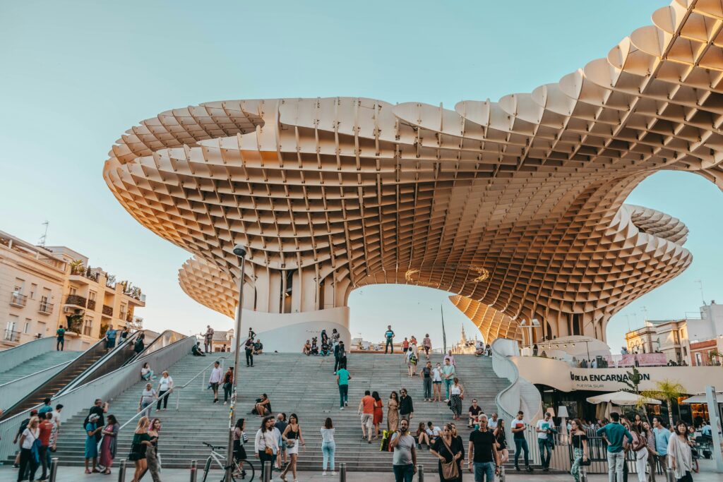 Metropol Parasol wooden structure in Seville, Spain — teach in Spain with Meddeas program