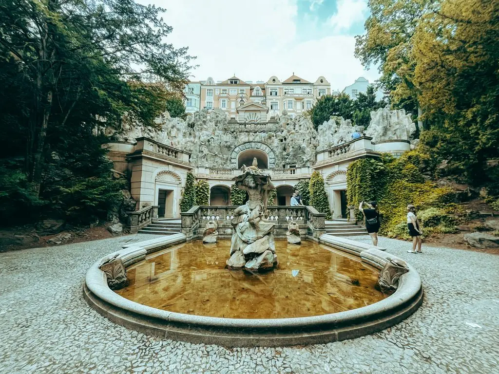 Neptune's Grotto fountain in Grébovka Park, Vinohrady, Prague